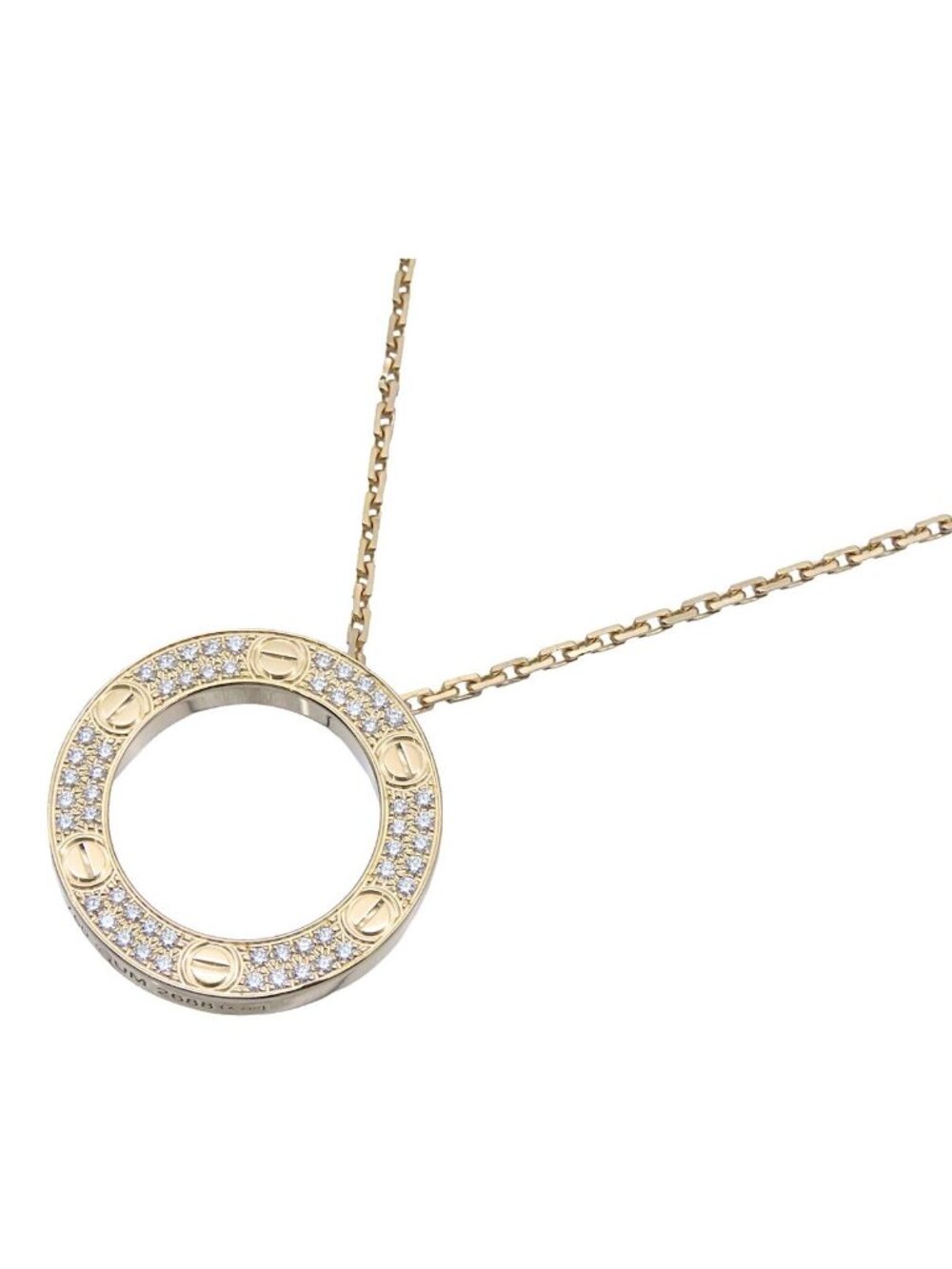 Cartier Love Necklace Yellow Gold 18k Diamond Circle Pave Pendant